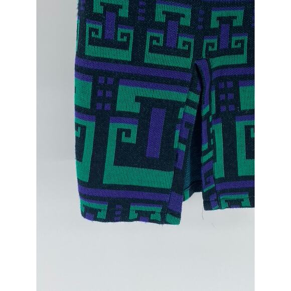 UNBRANDED Women’s Blue-Green Geo Print Long Sleeve Knit Midi Sweater Dress SZ L - Picture 7 of 8